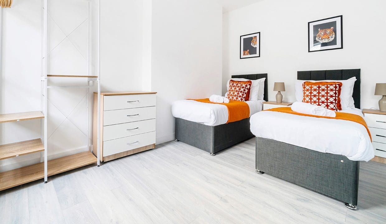 Bedroom with Clothing Shelf
