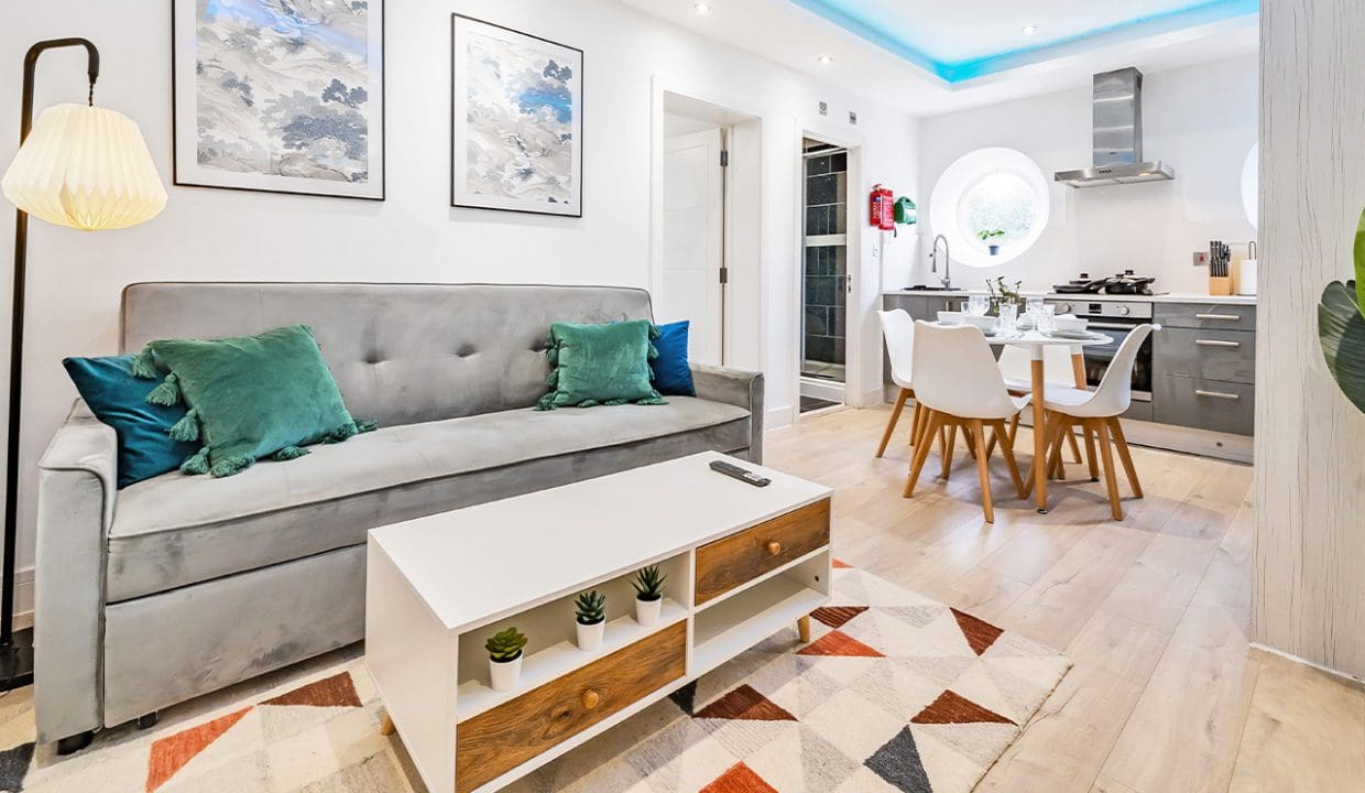 Living Area and Kitchen Area View